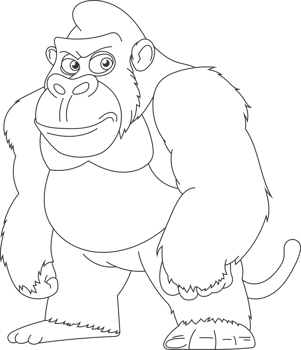 A muscular cartoon gorilla stares forward with a slight frown. The artwork uses solid black fill and an outline to define the form. png