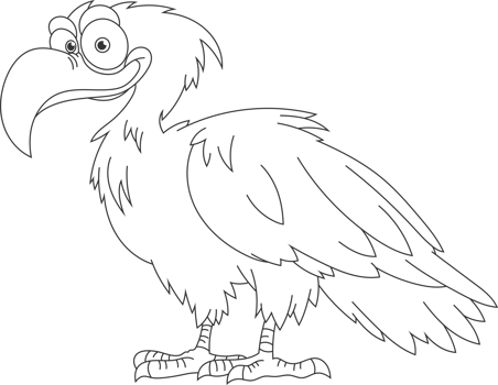 Whimsical bird illustration with exaggerated features, featuring bold outlines and cartoonish styling. Ideal for children's book or animation. png