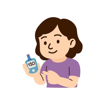 diabetes disease concept. diabetes patient character. woman test blood sugar vector