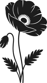 Elegant Poppy Flower Silhouette - Minimalist Botanical Bloom Design vector