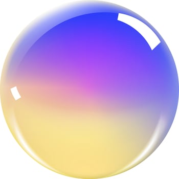 A purple and yellow bubble with a white background vector