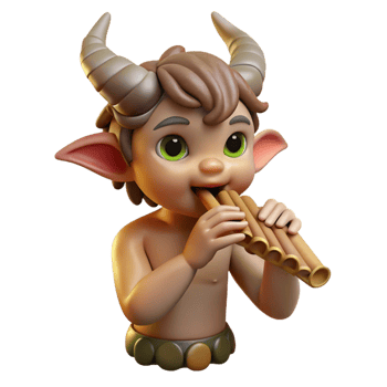 calm gorgeous A mischievous satyr playing a pan flute in a sun drenched forest glade, Impressionist style 8K png