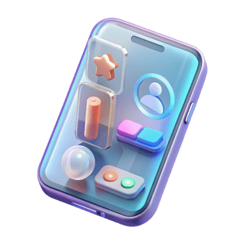 majestic traditional A transparent smartphone displaying a holographic user interface, intricate icons and animations, minimalist style, soft lighting refined png