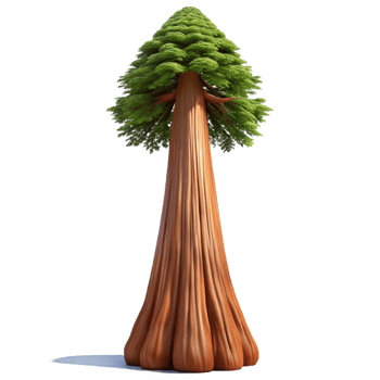 picturesque modern A giant sequoia tree reaching towards the sky, soft light, majestic style, realistic textures, crisp png