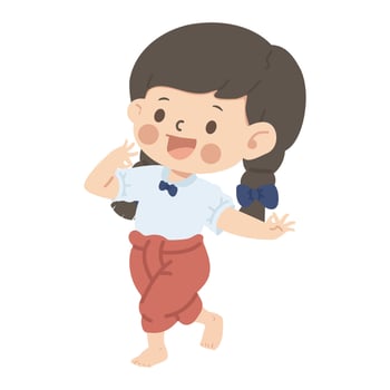 A playful girl dancing Thai with a smile vector