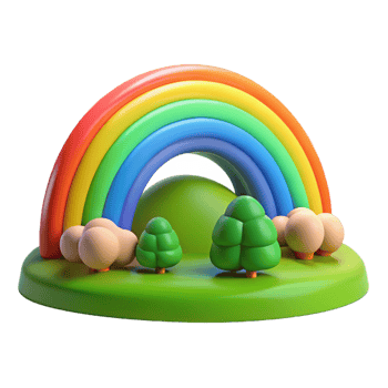 gorgeous distinctive A vibrant rainbow arching over a green valley after a rain shower, vibrant colors, hopeful and uplifting, landscape photography style png