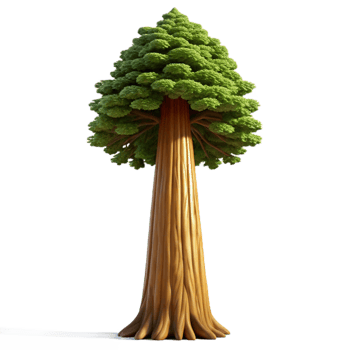 exquisite joyful tropical A giant sequoia tree towering over a forest, detailed and realistic, with dappled sunlight filtering through the branches refined png