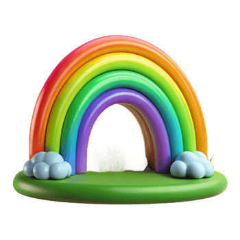 tranquil stunning A rainbow arching over a green field, bright sunlight, vibrant colors, magical style, fine detail png