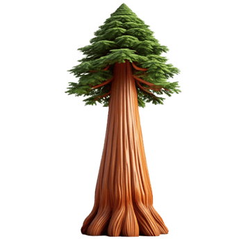 dramatic dynamic victorian A giant sequoia tree reaching towards the sky, soft light, majestic style, realistic textures, precision png
