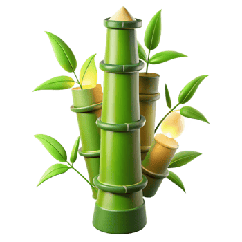 pristine baroque Bamboo skyscraper swaying in the wind, soft green light filtering through the leaves, sustainable architecture style masterfully captured png
