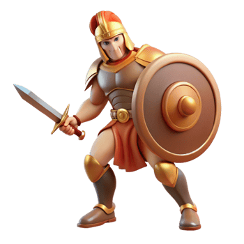 majestic passionate classic A fierce Ares wielding a sword and shield, battlefield setting, dramatic lighting, classical style refined png