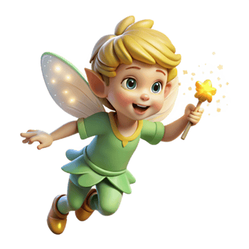 celebrated victorian A whimsical depiction of a mischievous pixie sprinkling fairy dust, creating glowing trails in a twilight forest. Children s book illustration style expertly shot png