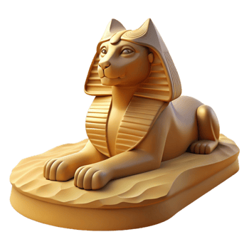 beautiful celebrated A wise Sphinx perched on a desert dune, gazing into the distance, ancient Egyptian style, warm, desert sunlight png