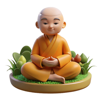 gorgeous organic Portrait of a serene monk meditating in a peaceful garden. Soft, zen lighting. Spiritual art style original png