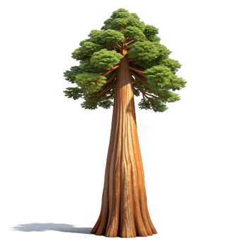 rare surreal A giant sequoia tree reaching towards the sky, majestic and imposing, realistic style, dappled sunlight top tier png