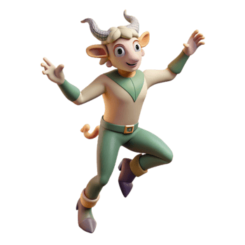 breathtaking nostalgic classic A playful satyr dancing in a moonlit forest, soft, diffused lighting, Rococo style museum quality png