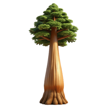 exquisite surreal A giant sequoia tree reaching towards the sky, majestic and imposing, realistic style, dappled sunlight precision png