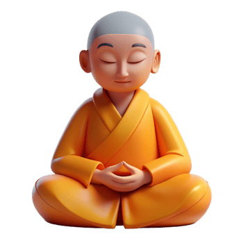mysterious impressive Portrait of a serene monk meditating, soft morning light, minimalist style professional png