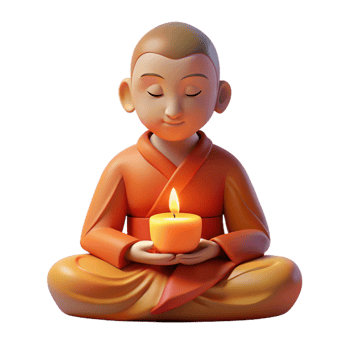 dramatic remarkable Portrait of a serene monk meditating in a lotus position, illuminated by the soft glow of candlelight png