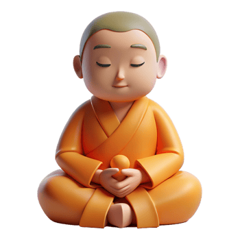reflective breathtaking Portrait of a serene monk meditating, soft morning light, minimalist style genuine png