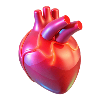 tranquil dazzling A holographic projection of a human heart, pulsing rhythmically, soft red lighting, medical style precision png