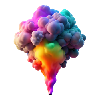 standout impressionist A vibrant, multicolored smoke plume rising and swirling, illuminated by a dramatic backlight, with a smooth, ethereal quality perfect clarity png