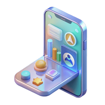 reflective majestic A transparent smartphone displaying a holographic user interface, intricate icons and animations, minimalist style, soft lighting artisan png