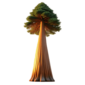 stunning inspired A giant sequoia tree reaching towards the sky, soft golden sunset light, awe inspiring and majestic, photorealistic style png