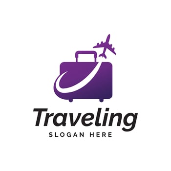 Traveling luggage logo template vector