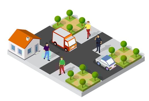 Isometric illustration people walking on the street vector