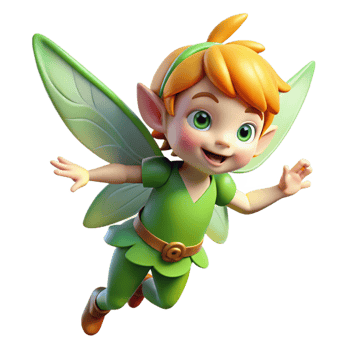 alluring coveted A playful pixie flitting through a sunlit forest, vibrant colors, children s book illustration style png