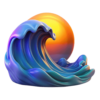 melancholic wonderful A crashing ocean wave at sunset, vibrant colors, dynamic lighting, realistic style, handcrafted png