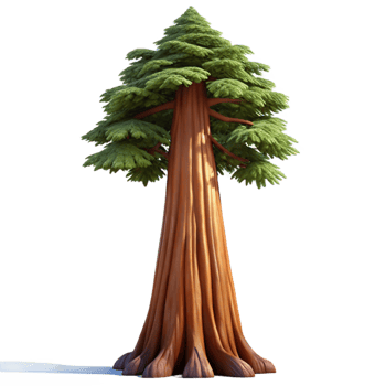melancholic fascinating A giant sequoia tree towering over a forest, detailed and realistic, with dappled sunlight filtering through the branches luxury png
