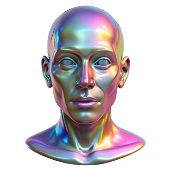 dazzling impressionist A holographic projection of a human face, glitching and distorting. Glitch art style. Digital lighting sharp png