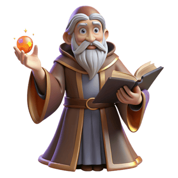 sought after coastal A wise old wizard casting a spell in a dusty library, candlelight, Renaissance painting style high quality png