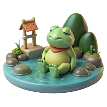 mysterious hypnotic A serene kappa relaxing by a river, soft, dappled sunlight, Japanese painting style authentic png