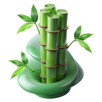 breathtaking geometric Bamboo skyscraper swaying in the wind, soft green light filtering through the leaves, sustainable architecture style genuine png