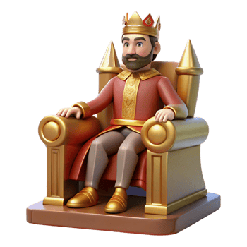quintessential victorian A regal king sitting on his throne, golden lighting, Renaissance painting style handcrafted png
