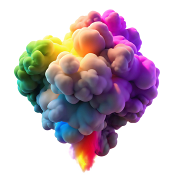 unparalleled organic A vibrant, multicolored smoke plume rising and swirling, illuminated by a dramatic backlight, with a smooth, ethereal quality 4K png