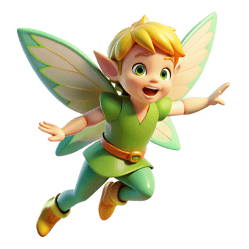 energetic wonderful A playful pixie flitting through a sunlit forest, vibrant colors, children s book illustration style premium png