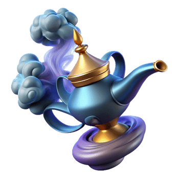 spectacular energetic renaissance A powerful djinn emerging from a magic lamp, swirling smoke, mysterious and powerful, comic book style impeccable png