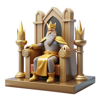 gorgeous geometric A wise Odin sitting on his throne, grand hall with golden light, Norse Mythology style perfect clarity png