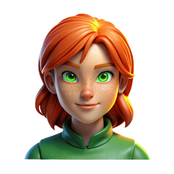 playful striking Portrait of a young woman with fiery red hair, freckles, and piercing green eyes, lit by a single spotlight from above, Rembrandt style high resolution png