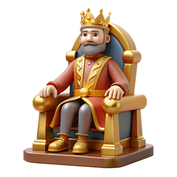majestic acclaimed A regal king sitting on his throne, golden lighting, Renaissance painting style png