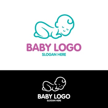 cute baby sleep logo design illustration vector