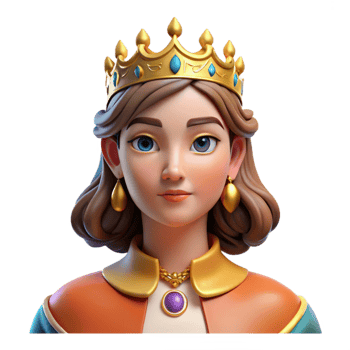 exquisite harmonious modern Portrait of a regal queen with a crown of jewels and a commanding presence. Royal portrait lighting. Classical art style high quality png