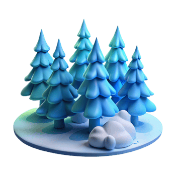 glorious joyful abstract A snow covered pine forest, quiet and serene, soft blue light, minimalist composition, exclusive png