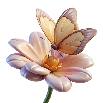 dramatic serene A delicate butterfly landing on a flower, soft, diffused light, macro photography style 4K png
