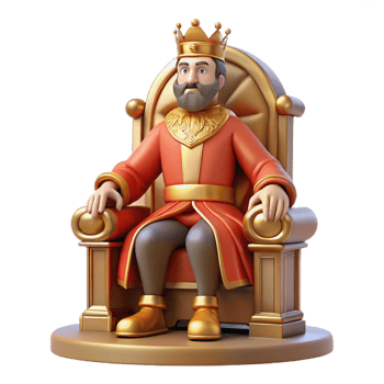 signature gothic A regal king sitting on his throne, golden lighting, Renaissance painting style crisp png