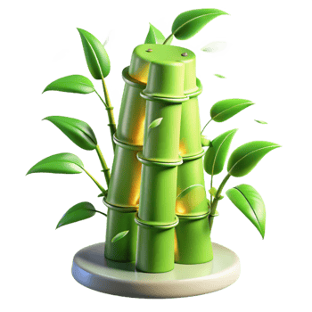 dramatic immaculate Bamboo skyscraper swaying in the wind, soft green light filtering through the leaves, sustainable architecture style high quality png